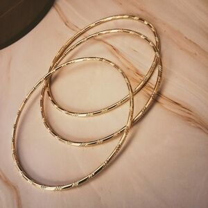 💥 18K Gold Plated Bamboo Bangle Set - Waterproof & Tarnish-Free